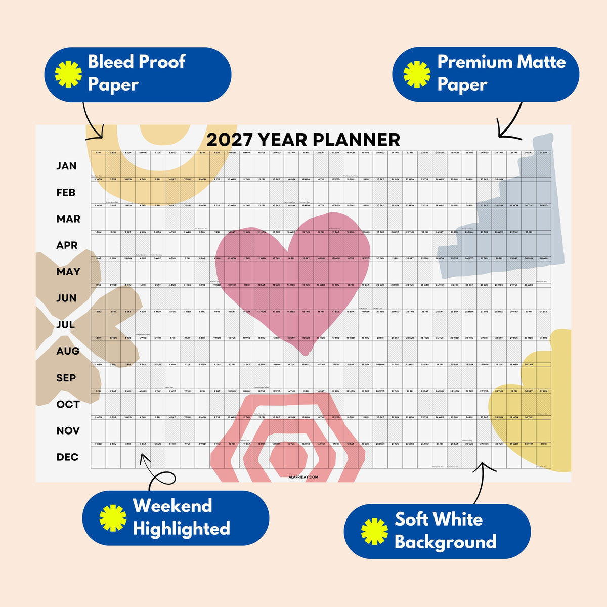 2027 Wall Planner, Earth Shape, Matte Paper