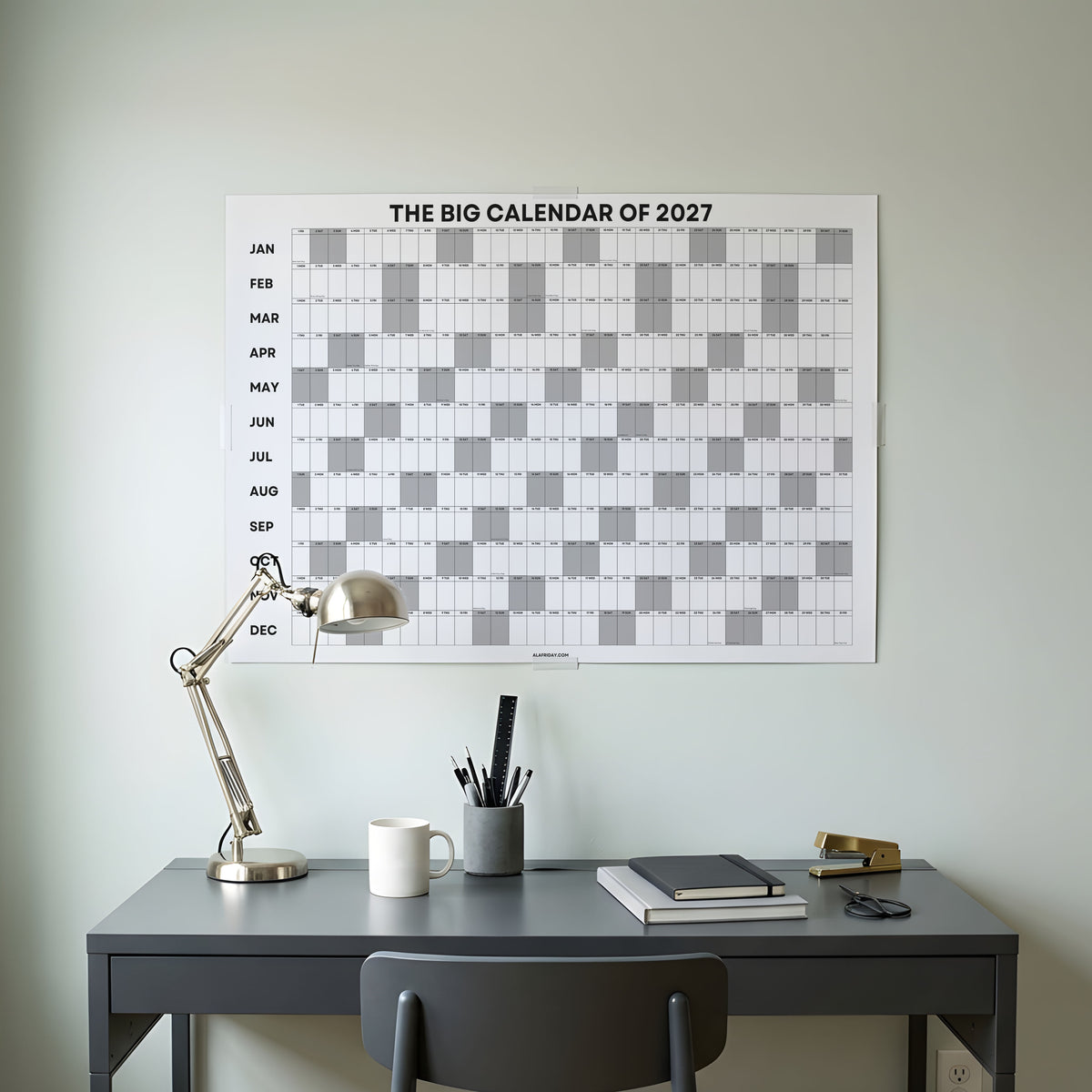 2027 Minimal Wall Planner, Matte Recycled Paper