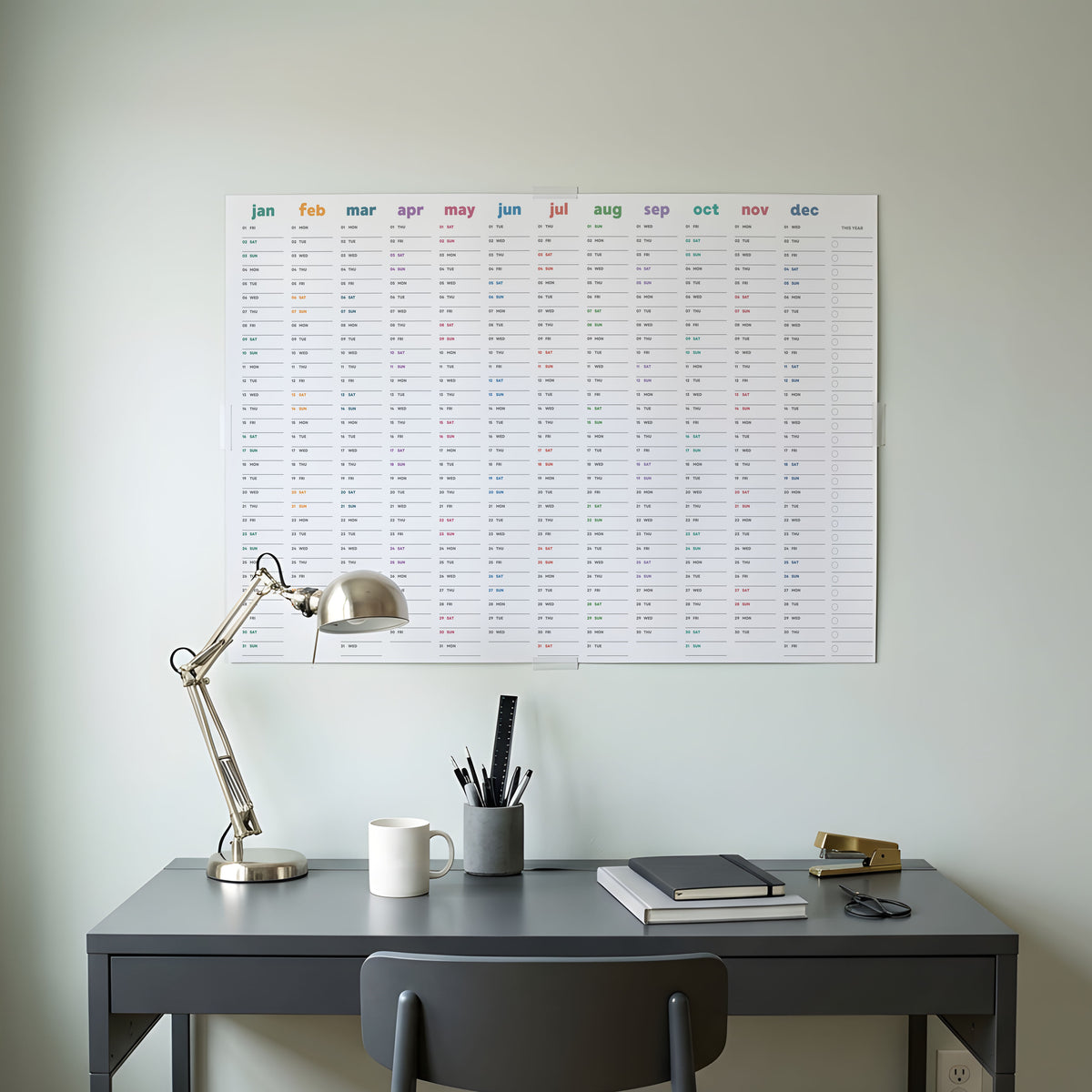 2027 Wall Planner, Bright Color, Matte Paper