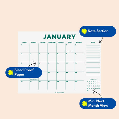 2027 Wall Calendar: Bright Color, Recycled Paper