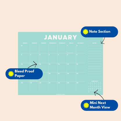 2027 Wall Calendar: Colorful Design, Recycled Paper