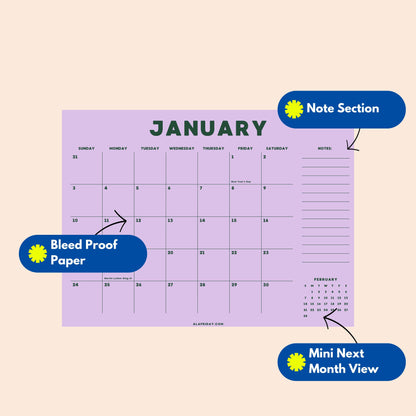 2027 Wall Calendar: Pastel Color, Recycled Paper