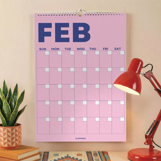 Colorful Undated Wall Planner: Perpetual Monthly Calendar, Recycled Paper