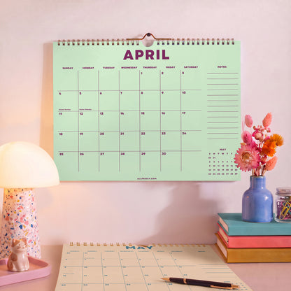 2027 Wall Calendar: Pastel Color, Recycled Paper