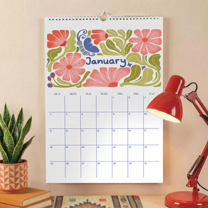 2026 Floral Wall Calendar, A3, Recycled Paper, Monthly Planner