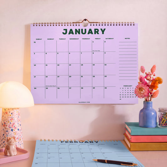 2027 Wall Calendar: Pastel Color, Recycled Paper