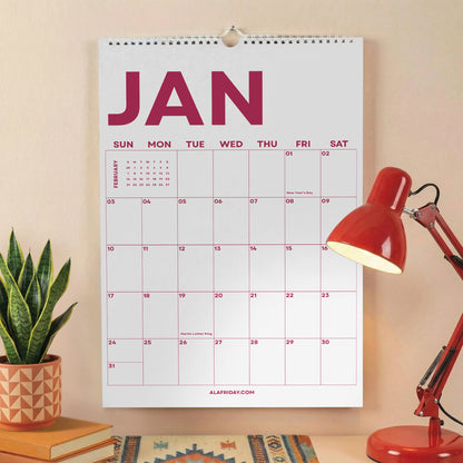 2026-2027 Bright Color Wall Calendar | Academic Year Planner for Students & Teachers | A4 & A3 | Recycled Paper