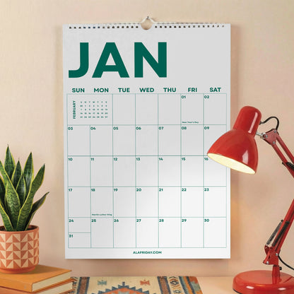 2027 Wall Calendar, Bright Color Design, Recycled Paper
