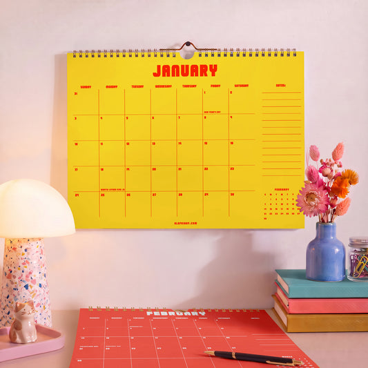 2027 Wall Calendar: Retro Color, Recycled Paper
