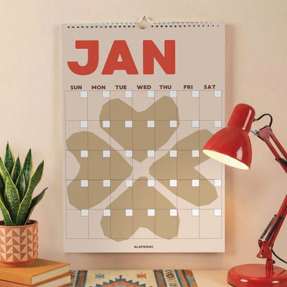 Earth Colorful Undated Wall Planner: Perpetual Monthly Calendar, Recycled Paper