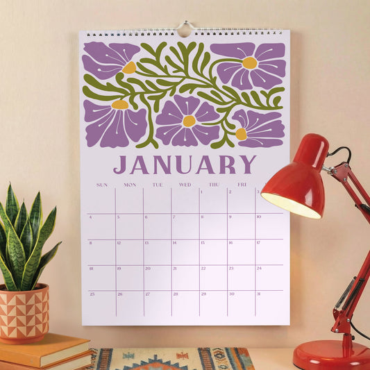 2026 Flowers Calendar, A3, Recycled Paper