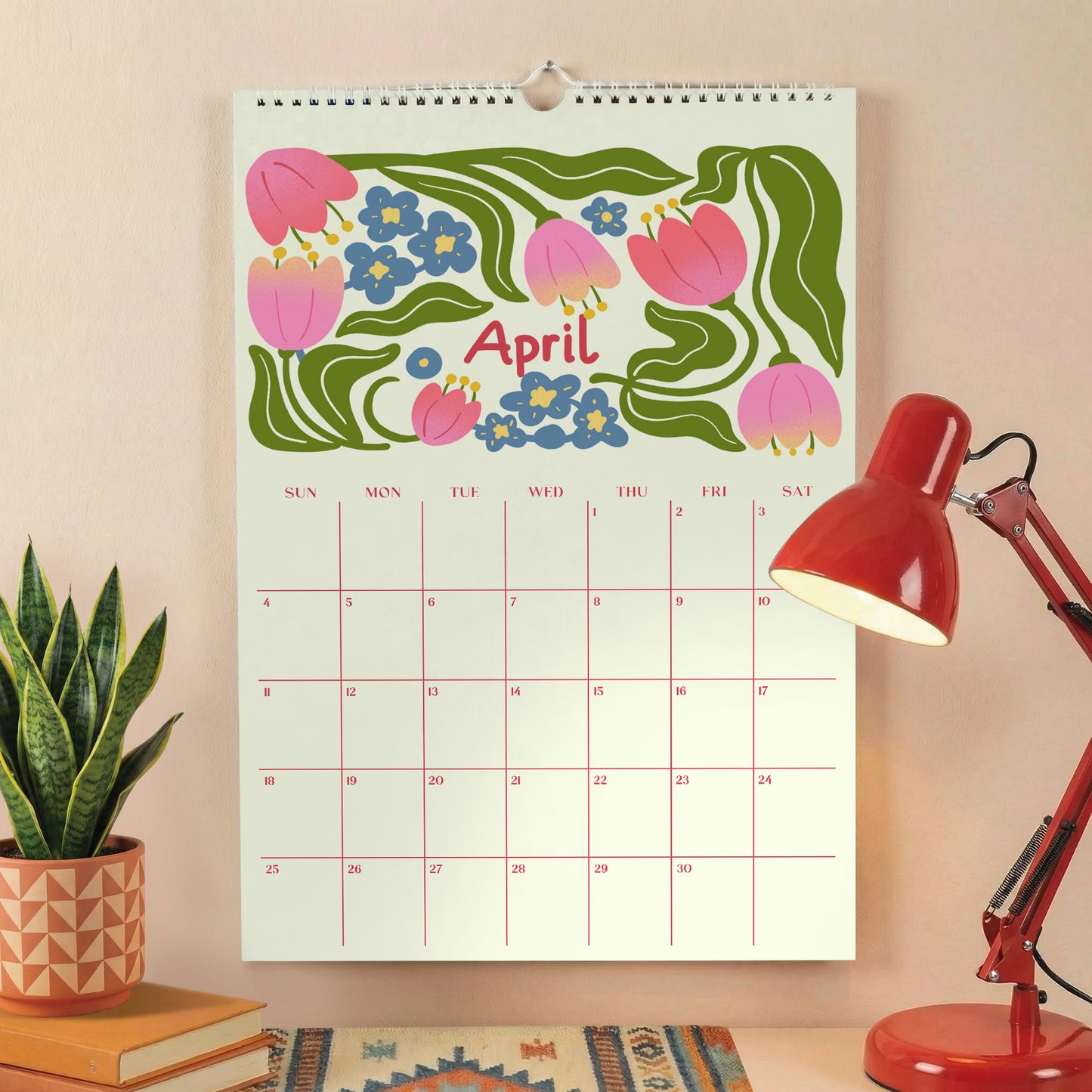 2026-2027 Academic Wall Calendar, Retro Art, August Start