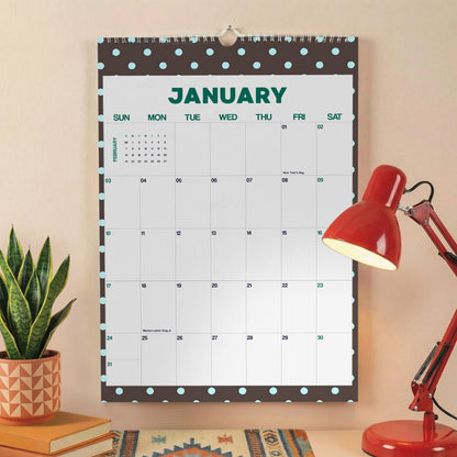 2027 Wall Calendar, Polkadot Design, Recycled Paper