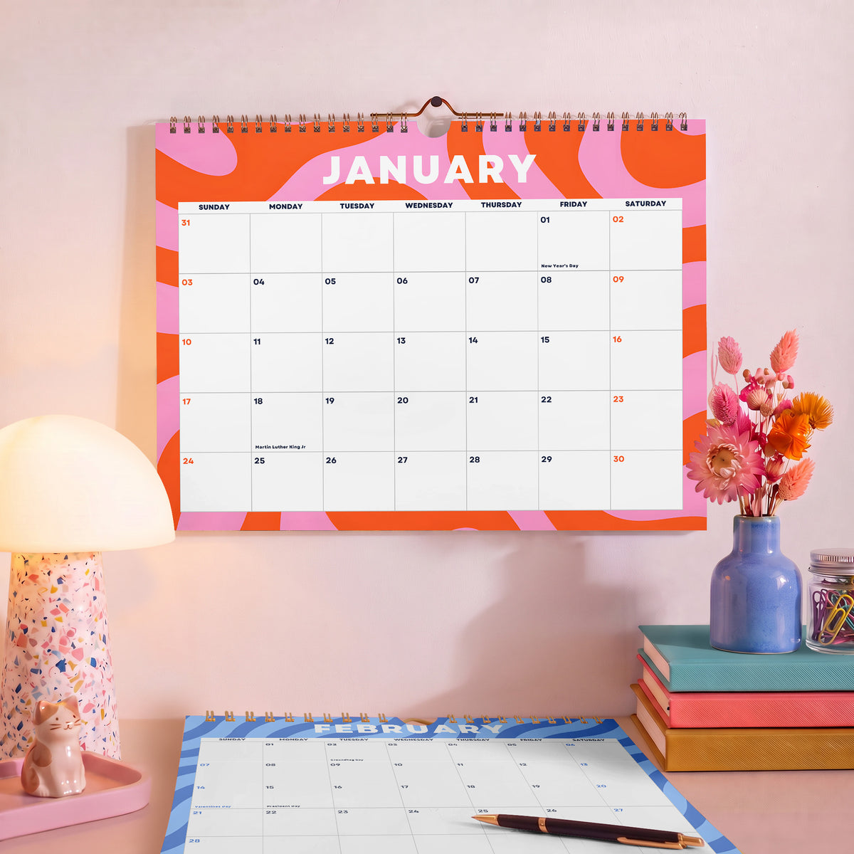 2027 Wall Calendar: Abstract Design, Recycled Paper