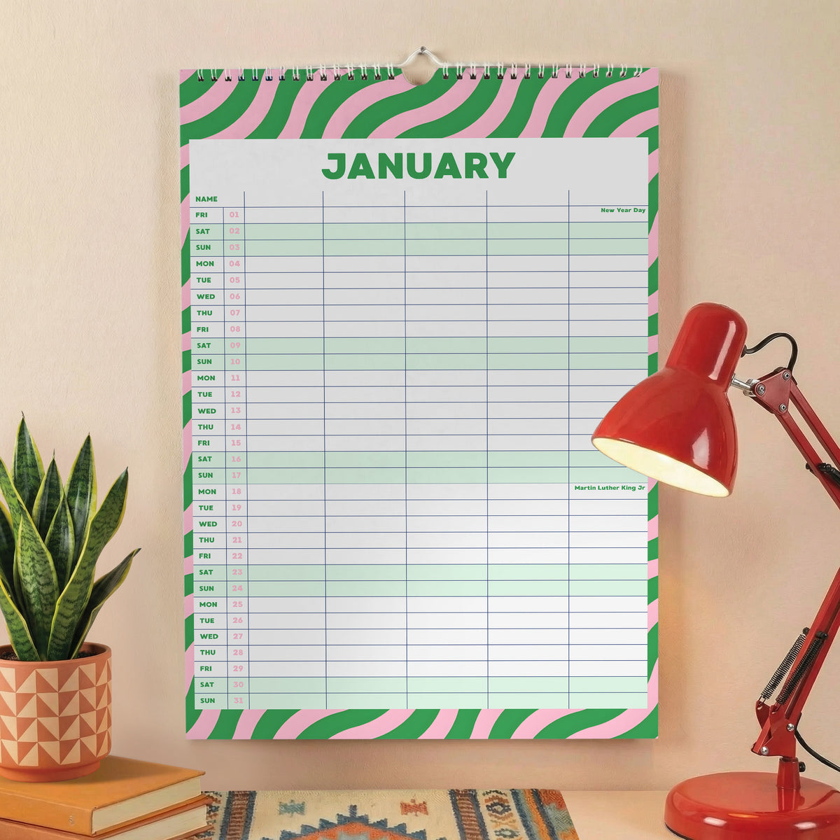 2027 Abstract Family Planner, 5 Column Planner, Family Organizer, Recycle Paper