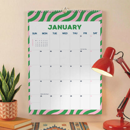 2027 Wall Calendar, Abstract Design, Recycled Paper