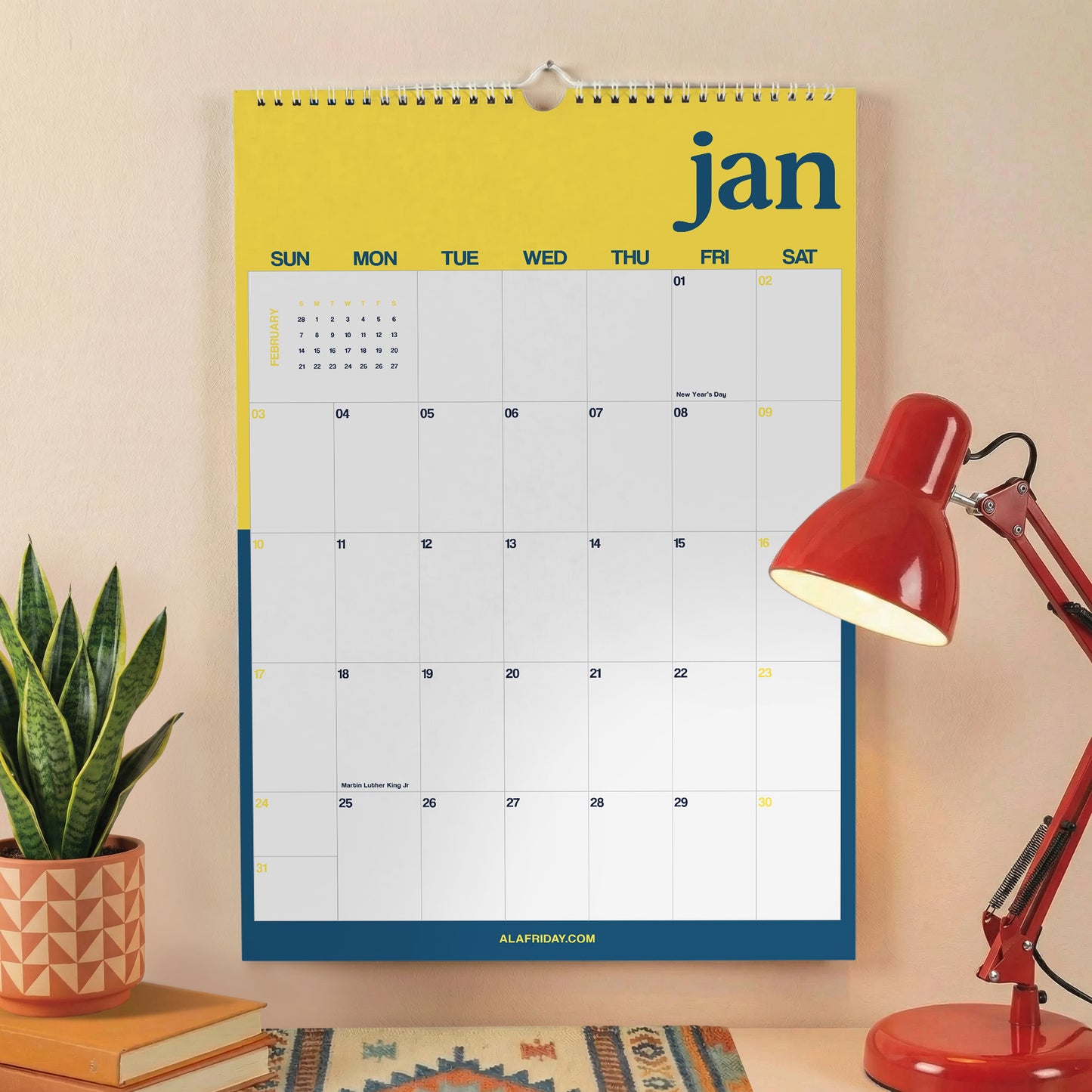 2027 Wall Calendar, Bright Color Design, Recycled Paper