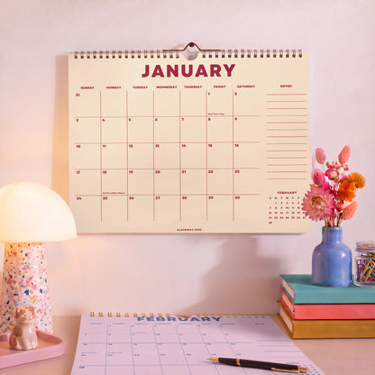 2027 Wall Calendar: Pastel Color, Recycled Paper