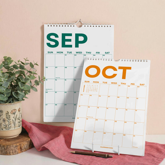 2026-2027 Bright Color Wall Calendar | Academic Year Planner for Students & Teachers | A4 & A3 | Recycled Paper