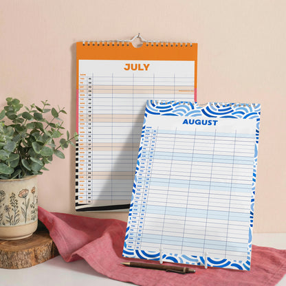 2027 Abstract Family Planner, 5 Column Planner, Family Organizer, Recycle Paper