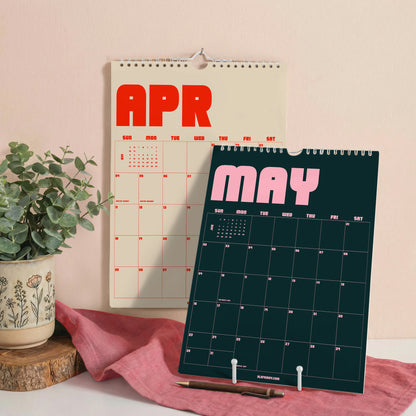 2027 Wall Calendar, Retro Design, Recycled Paper