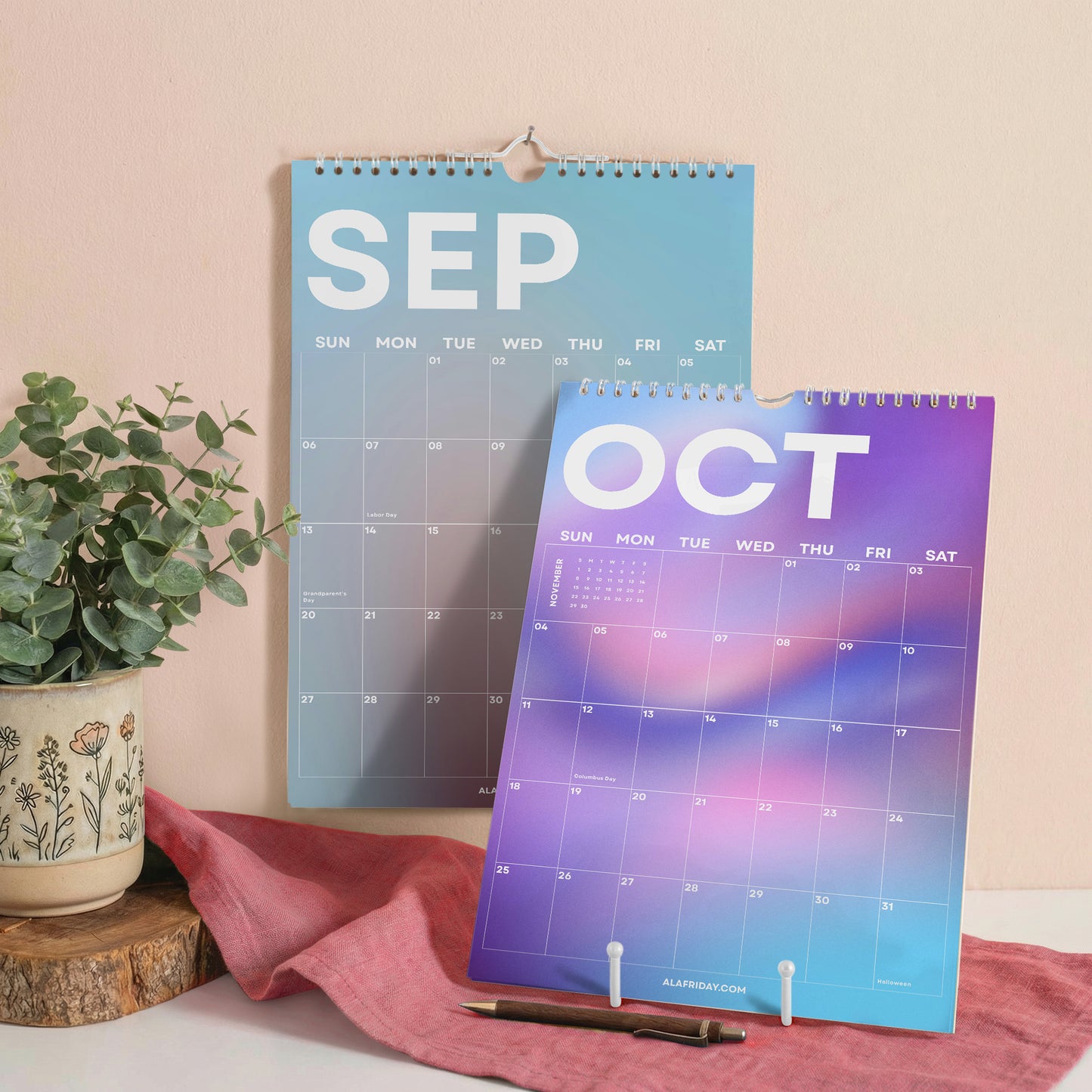 2026-2027 Gradient Wall Calendar | Academic Year Planner for Students & Teachers | A4 & A3 | Recycled Paper