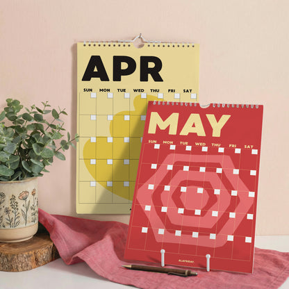 Earth Colorful Undated Wall Planner: Perpetual Monthly Calendar, Recycled Paper