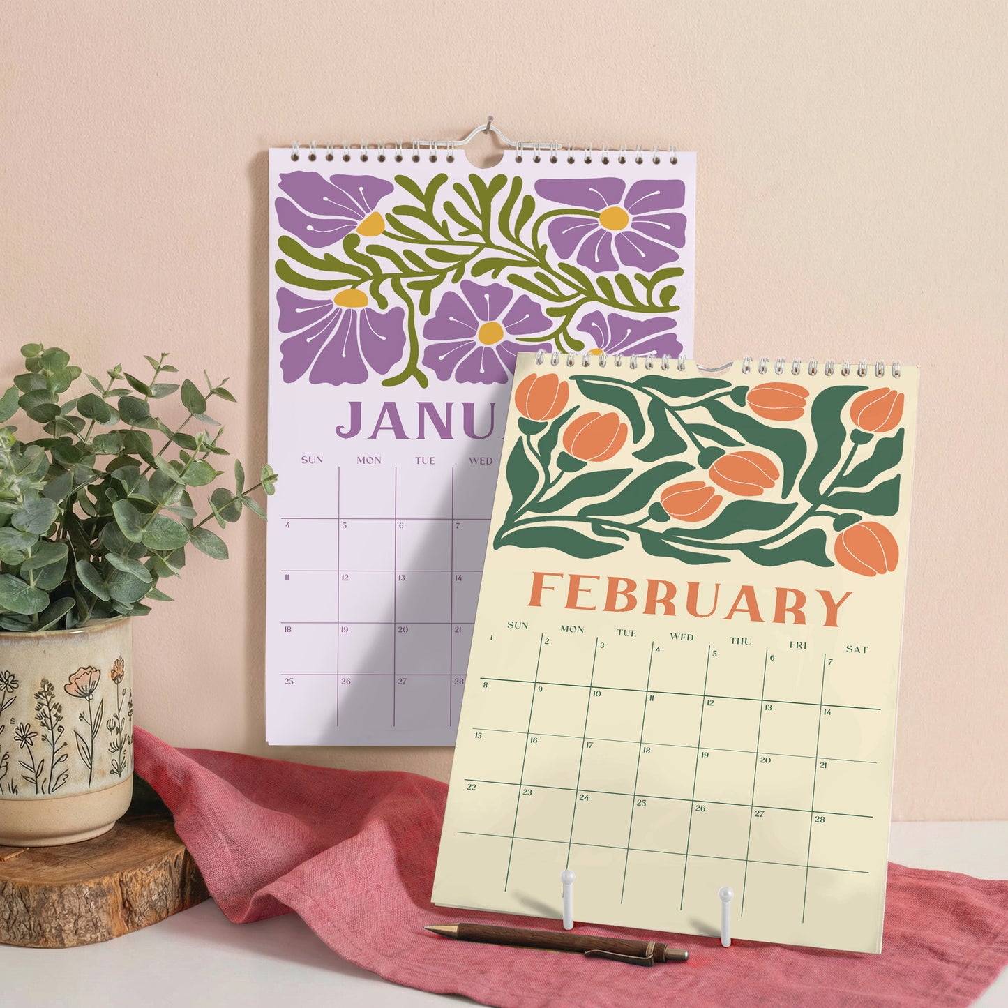 2026 Flowers Calendar, A3, Recycled Paper