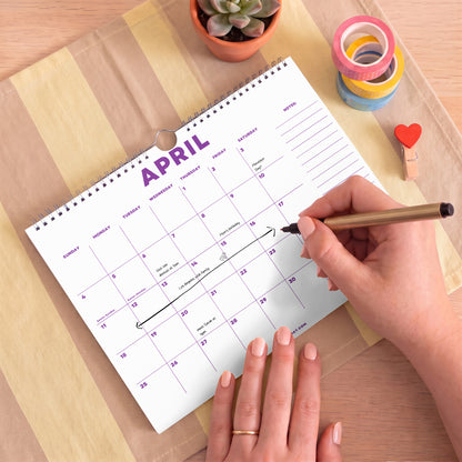 2027 Wall Calendar: Bright Color, Recycled Paper