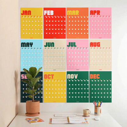 Retro Undated Wall Planner, Recycled Paper