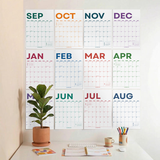2026-2027 Academic Year Large Monthly Planner, September Start, Bright Color Minimalist Design
