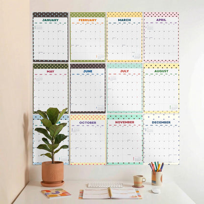 2027 Wall Calendar, Polkadot Design, Recycled Paper