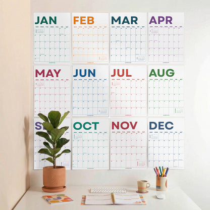 2027 Wall Calendar, Bright Color Design, Recycled Paper