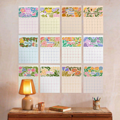 2026-2027 Academic Wall Calendar, Retro Art, August Start