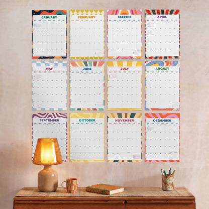 2027 Wall Calendar, Retro Art Design, Recycled Paper