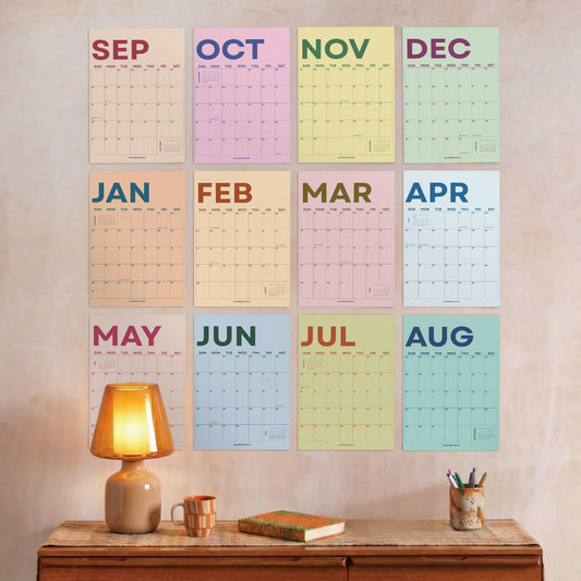2026-2027 Academic Year Large Monthly Planner, September Start, Pastel Minimalist Design