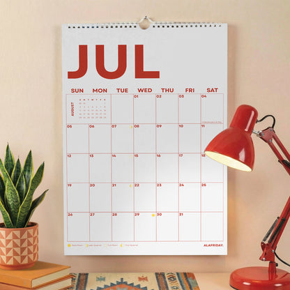 2026 Bright Color Calendar, Recycled Paper
