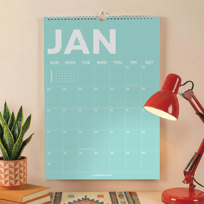 2027 Wall Calendar, Colorful Design, Recycled Paper