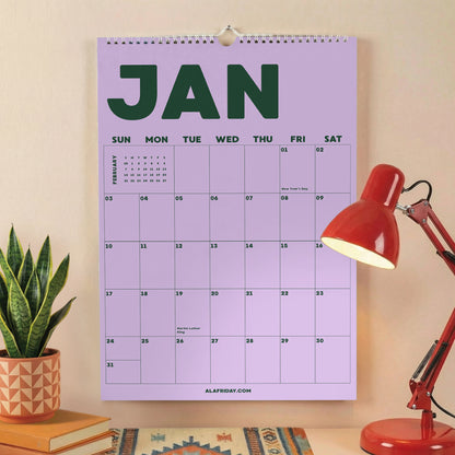 2027 Wall Calendar, Pastel Design, Recycled Paper