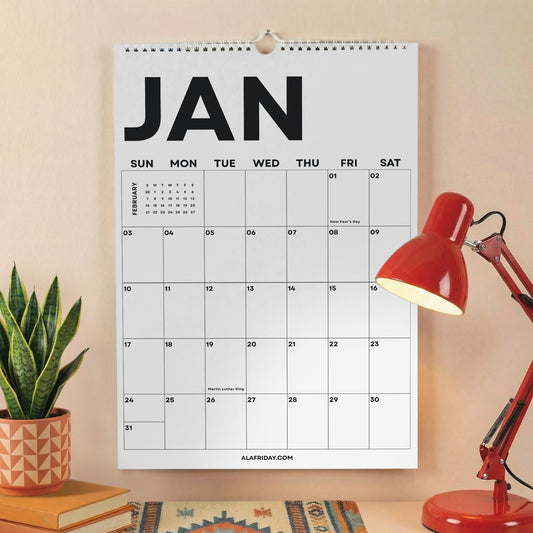 2027 Wall Calendar, Minimalist Color, Recycled Paper