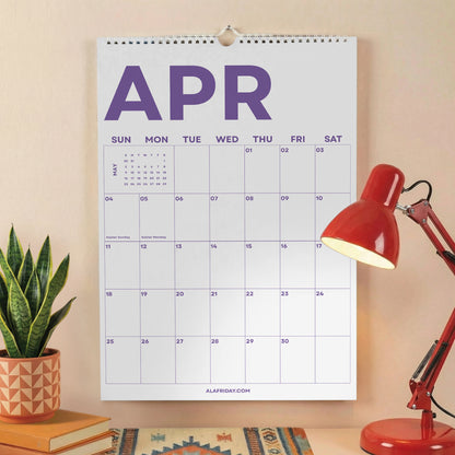 2026–2027 Academic Year Calendar, Bright Color, August Start