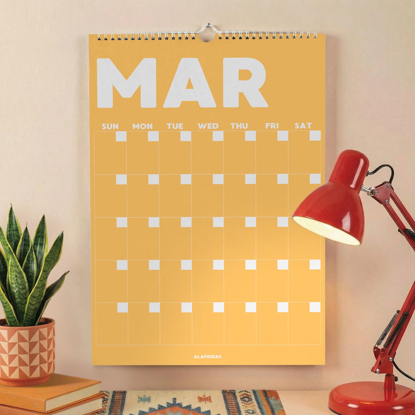Colorful Undated Wall Planner: Perpetual Monthly Calendar, Recycled Paper