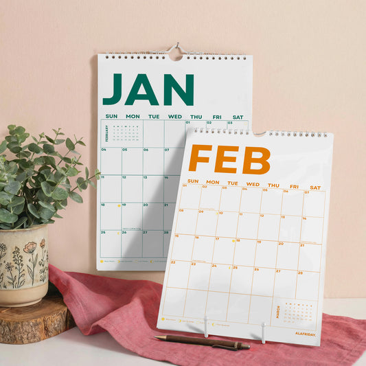 2026 Bright Color Calendar, Recycled Paper