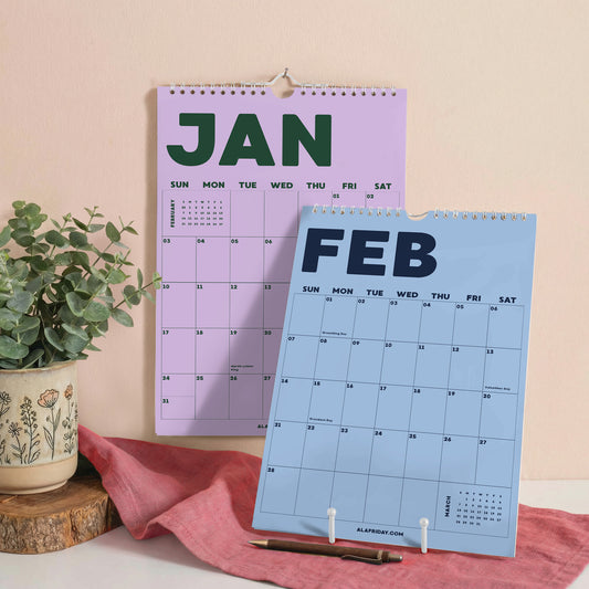 2027 Wall Calendar, Pastel Design, Recycled Paper