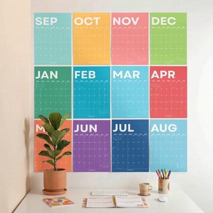 2026-2027 Academic Year Large Monthly Planner, September Start, Colorful Minimalist Design