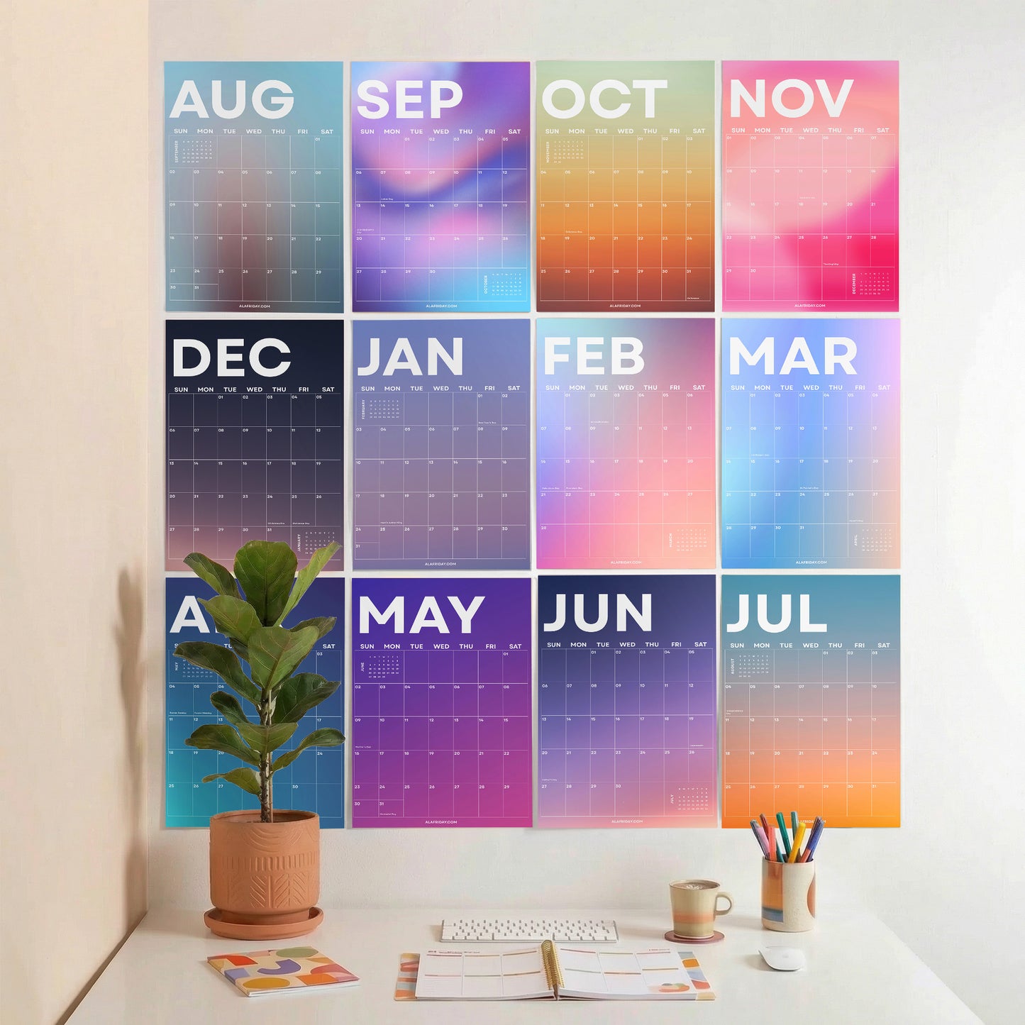 2026–2027 Academic Year Calendar, Gradient Color, August Start