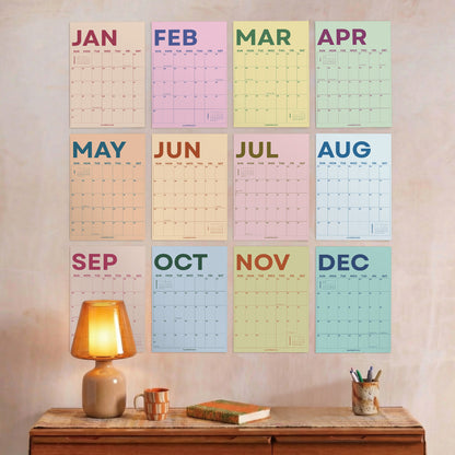 2027 Wall Calendar, Pastel Design, Recycled Paper