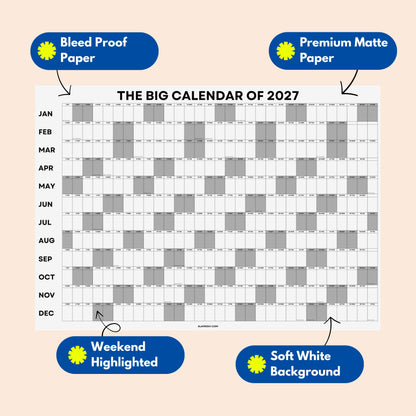 2027 Minimal Wall Planner, Matte Recycled Paper