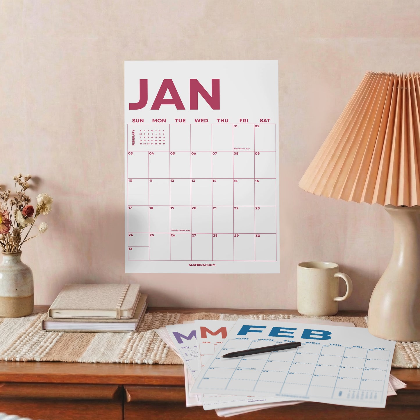 2026-2027 Academic Year Large Monthly Planner, September Start, Bright Color Minimalist Design