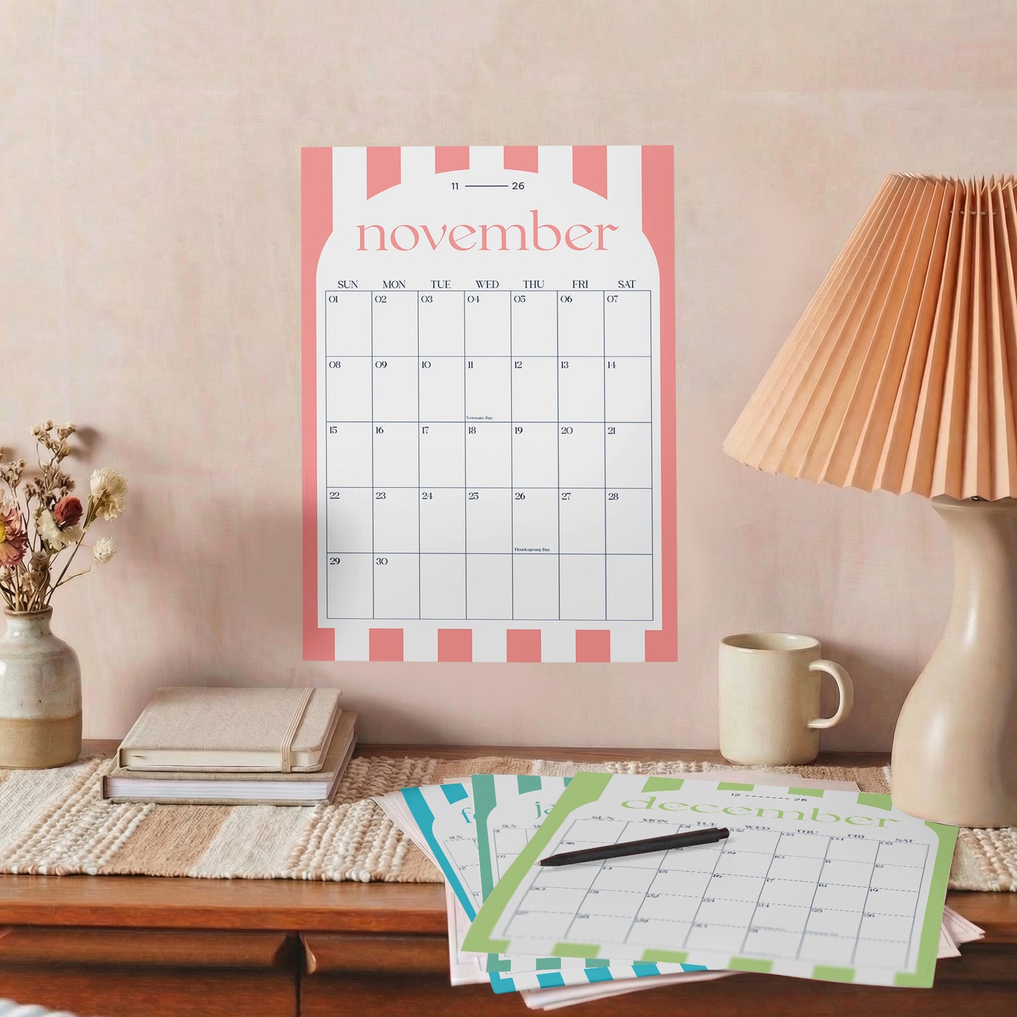 2026-2027 Academic Year Large Monthly Planner, September Start, Pattern Colorful Design